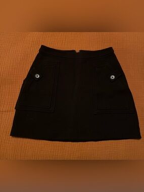 Maeve Black Mini Skirt with Front Flap Pockets